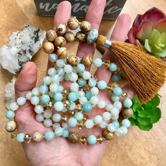 Handmade 108 Bead Mala Necklace, Yoga & Crystals - Picture 2 of 8